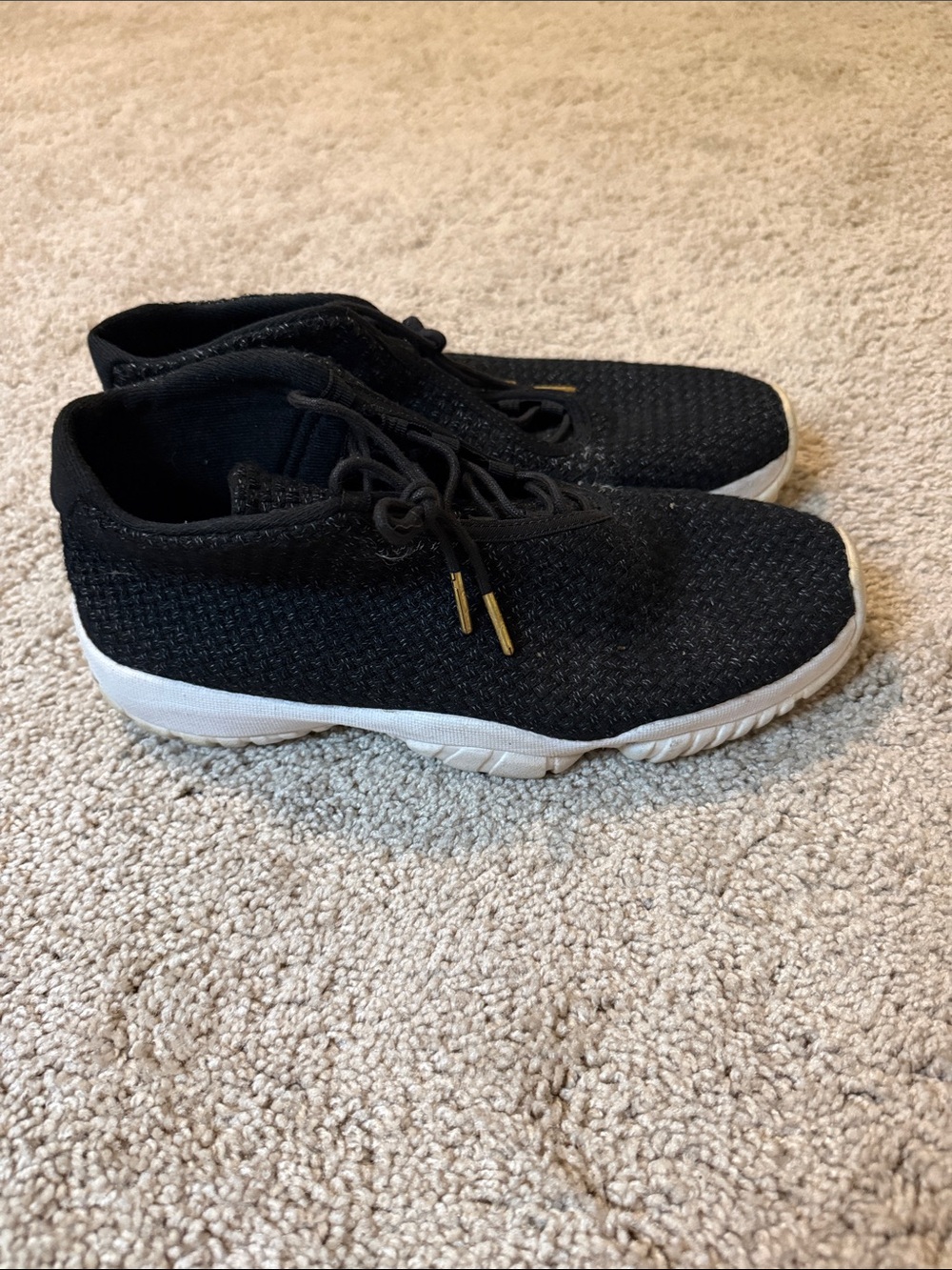 Men's Nike Jordan Black Knit Slip-On Sneakers with White Sole